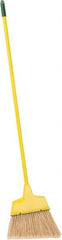 PRO-SOURCE - 12" Wide, Yellow Polypropylene Bristles, Vinyl-Coated Metal Handle, Angled Broom - Flagged, Water Resistant - Americas Industrial Supply