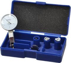 Fowler - 0.03 Inch Range, 0.001 Inch Dial Graduation, Horizontal Dial Test Indicator - 1 Inch White Dial, 0-15-0 Dial Reading - Americas Industrial Supply