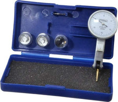 Fowler - 0.03 Inch Range, 0.0005 Inch Dial Graduation, Horizontal Dial Test Indicator - 1 Inch White Dial, 0-15-0 Dial Reading - Americas Industrial Supply