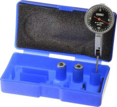Fowler - 0.02 Inch Range, 0.0005 Inch Dial Graduation, Horizontal Dial Test Indicator - 1 Inch Black Dial, 0-10-0 Dial Reading - Americas Industrial Supply