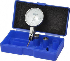 Fowler - 0.02 Inch Range, 0.0005 Inch Dial Graduation, Horizontal Dial Test Indicator - 1-1/2 Inch White Dial, 0-10-0 Dial Reading - Americas Industrial Supply