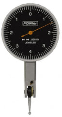 Fowler - 0.008 Inch Range, 0.0001 Inch Dial Graduation, Horizontal Dial Test Indicator - 1-1/2 Inch Black Dial, 0-4-0 Dial Reading - Americas Industrial Supply
