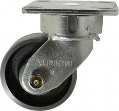 Albion - 4" Diam x 1-1/2" Wide x 5-5/8" OAH Top Plate Mount Swivel Caster - Drop Forged, 1,400 Lb Capacity, Roller Bearing, 4 x 4-1/2" Plate - Americas Industrial Supply