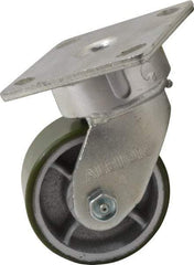 Albion - 4" Diam x 2" Wide x 5-5/8" OAH Top Plate Mount Swivel Caster - Polyurethane, 700 Lb Capacity, Roller Bearing, 4 x 4-1/2" Plate - Americas Industrial Supply