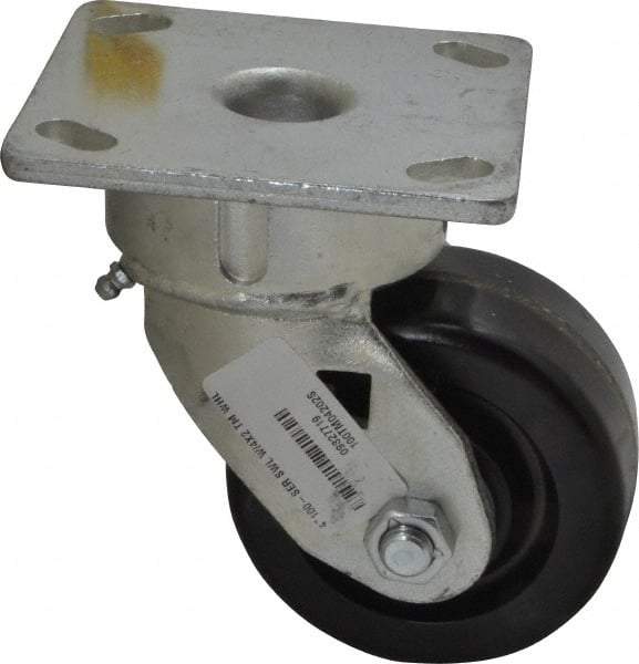 Albion - 4" Diam x 2" Wide x 5-5/8" OAH Top Plate Mount Swivel Caster - Phenolic, 800 Lb Capacity, Roller Bearing, 4 x 4-1/2" Plate - Americas Industrial Supply