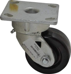 Albion - 4" Diam x 2" Wide x 5-5/8" OAH Top Plate Mount Swivel Caster - Phenolic, 800 Lb Capacity, Roller Bearing, 4 x 4-1/2" Plate - Americas Industrial Supply