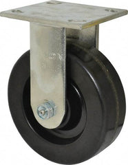Albion - 6" Diam x 2" Wide x 7-1/2" OAH Top Plate Mount Rigid Caster - Phenolic, 1,200 Lb Capacity, Roller Bearing, 4 x 4-1/2" Plate - Americas Industrial Supply