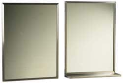 Made in USA - 18 Inch Wide x 24 Inch High, Theft Resistant Rectangular Glass Washroom Mirror - Stainless Steel Frame - Americas Industrial Supply