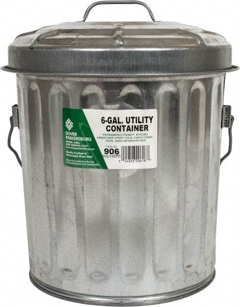 PRO-SOURCE - Galvanized Metal Pail with Lid - Galvanized Metal, 12-1/8" High - Americas Industrial Supply