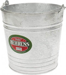 PRO-SOURCE - 14 Qt, 11-1/2" High, Galvanized Steel Round Gray Single Pail - Handle Included, 12-3/4" Top Diam - Americas Industrial Supply