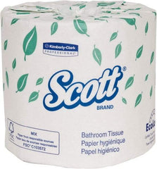 Scott - 4" Sheet Width, Standard Roll Toilet Tissue - 1,210 Sheets per Roll, Single Ply, White, Recycled Fiber - Americas Industrial Supply