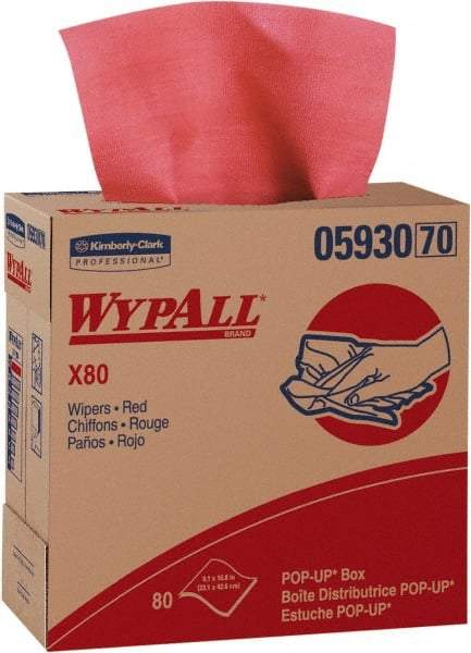 WypAll - Dry Shop Towel/Industrial Wipes - Pop-Up, 16-3/4" x 9" Sheet Size, Red - Americas Industrial Supply