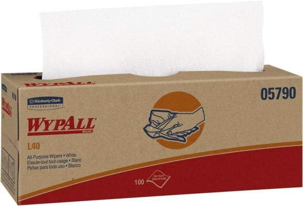 WypAll - L40 Dry General Purpose Wipes - Pop-Up, 9-3/4" x 16-3/8" Sheet Size, White - Americas Industrial Supply