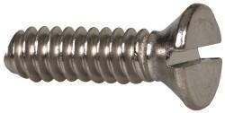Value Collection - #6-32 UNC, 1/2" OAL Slotted Drive Machine Screw - Flat Head, Grade 316 Stainless Steel, Uncoated, Without Washer - Americas Industrial Supply