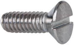 Value Collection - #8-32 UNC, 1/2" OAL Slotted Drive Machine Screw - Flat Head, Grade 316 Stainless Steel, Uncoated, Without Washer - Americas Industrial Supply