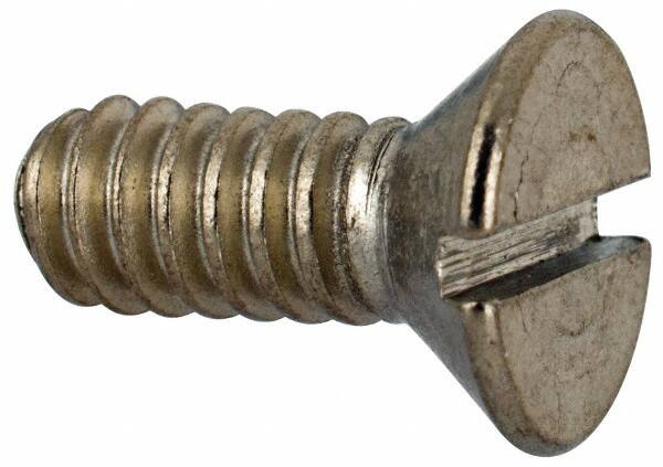 Value Collection - #10-24 UNC, 1/2" OAL Slotted Drive Machine Screw - Flat Head, Grade 316 Stainless Steel, Uncoated, Without Washer - Americas Industrial Supply