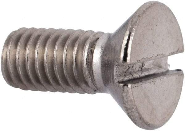 Value Collection - #10-32 UNF, 1/2" OAL Slotted Drive Machine Screw - Flat Head, Grade 316 Stainless Steel, Uncoated, Without Washer - Americas Industrial Supply