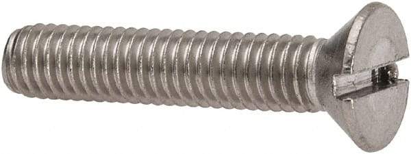 Value Collection - #10-32 UNF, 1" OAL Slotted Drive Machine Screw - Flat Head, Grade 316 Stainless Steel, Uncoated, Without Washer - Americas Industrial Supply