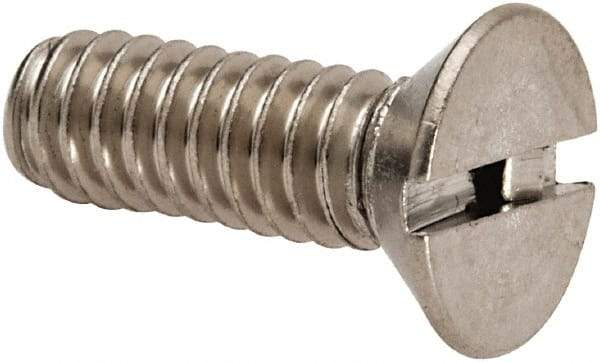 Value Collection - 1/4-20 UNC, 3/4" OAL Slotted Drive Machine Screw - Flat Head, Grade 316 Stainless Steel, Uncoated, Without Washer - Americas Industrial Supply