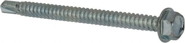 Value Collection - 1/4", Hex Washer Head, Hex Drive, 3" Length Under Head, #3 Point, Self Drilling Screw - Grade 1016-1024 Steel, Zinc-Plated Finish - Americas Industrial Supply