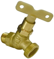 B&K Mueller - 1/2" Pipe, 125 psi WOG Rating, Brass Hose Bibb, Stop Valve - Loose Key Handle, MNPT x GHT End Connections - Americas Industrial Supply