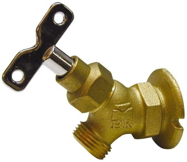 B&K Mueller - 3/4" Pipe, Brass Coated Brass Sillcock with Lockshield - Loosekey Handle, FNPT x GHT End Connections, 150 psi WOG Rating - Americas Industrial Supply