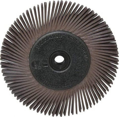 3M - 6" Diam, 1/2" Max Face Width, Plain Hole Radial Bristle Brush - 36 Grit, Very Coarse Grade, 6,000 Max RPM, Dark Brown - Americas Industrial Supply