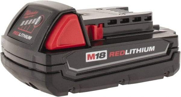 Milwaukee Tool - 18 Volt Lithium-Ion Power Tool Battery - 1.5 Ahr Capacity, 3/4 hr Charge Time, Series M18 RED - Americas Industrial Supply