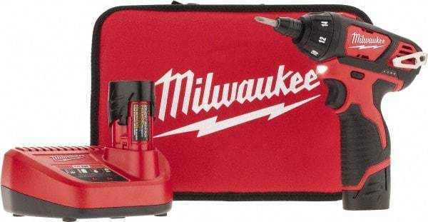 Milwaukee Tool - 12 Volts, Lithium-Ion Battery, Pistol Grip Cordless Screwdriver - 500 RPM, 150 Inch/Lbs. Torque - Americas Industrial Supply