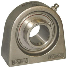 Browning - 1" ID, 3" OAL x 2-13/16" OAH Tapped Base - 1,651 Lb Static Cap, 2,801 Lb Dyn Cap, 2" Btw Mnt Hole Ctrs, 1-7/16" Base-to-Ctr Ht, Stainless Steel - Americas Industrial Supply