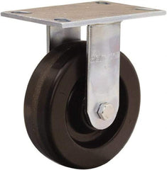 Hamilton - 6" Diam x 2" Wide x 7-1/2" OAH Top Plate Mount Rigid Caster - Phenolic, 900 Lb Capacity, Straight Roller Bearing, 4-1/2 x 6-1/4" Plate - Americas Industrial Supply
