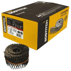 Stanley Bostitch - 0.12" Shank Diam 2-1/2" Long Framing Nails for Power Nailers - Steel, Galvanized Finish, Smooth Shank, Coil Collation, Diamond Point - Americas Industrial Supply