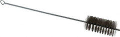 Schaefer Brush - 3" Long x 1-1/2" Diam Stainless Steel Long Handle Wire Tube Brush - Single Spiral, 15" OAL, 0.007" Wire Diam, 3/8" Shank Diam - Americas Industrial Supply