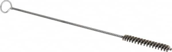 Schaefer Brush - 3" Long x 3/8" Diam Stainless Steel Long Handle Wire Tube Brush - Single Spiral, 27" OAL, 0.005" Wire Diam, 0.145" Shank Diam - Americas Industrial Supply