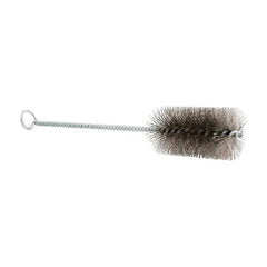 Schaefer Brush - 3" Long x 1-1/2" Diam Stainless Steel Long Handle Wire Tube Brush - Single Spiral, 27" OAL, 0.009" Wire Diam, 3/8" Shank Diam - Americas Industrial Supply