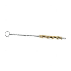 Schaefer Brush - 3" Long x 3/8" Diam Brass Long Handle Wire Tube Brush - Single Spiral, 27" OAL, 0.005" Wire Diam, 0.145" Shank Diam - Americas Industrial Supply