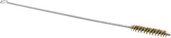 Schaefer Brush - 3" Long x 5/8" Diam Brass Long Handle Wire Tube Brush - Single Spiral, 27" OAL, 0.006" Wire Diam, 3/8" Shank Diam - Americas Industrial Supply