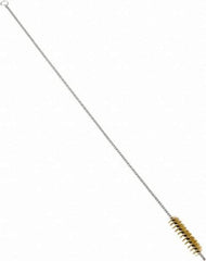 Schaefer Brush - 3" Long x 3/4" Diam Brass Long Handle Wire Tube Brush - Single Spiral, 27" OAL, 0.006" Wire Diam, 3/8" Shank Diam - Americas Industrial Supply