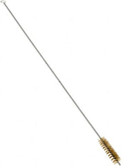 Schaefer Brush - 3" Long x 7/8" Diam Brass Long Handle Wire Tube Brush - Single Spiral, 27" OAL, 0.006" Wire Diam, 3/8" Shank Diam - Americas Industrial Supply