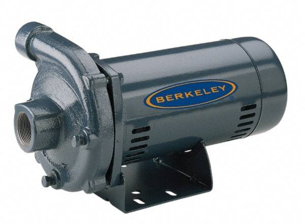 Berkeley - ODP Motor, 115/230 Volt, 1 Phase, 1-1/2 HP, Cast Iron Straight Pump - 1-1/4 Inch Inlet, 1 Inch Outlet, 118 Max Head psi, Brass Impeller - Americas Industrial Supply