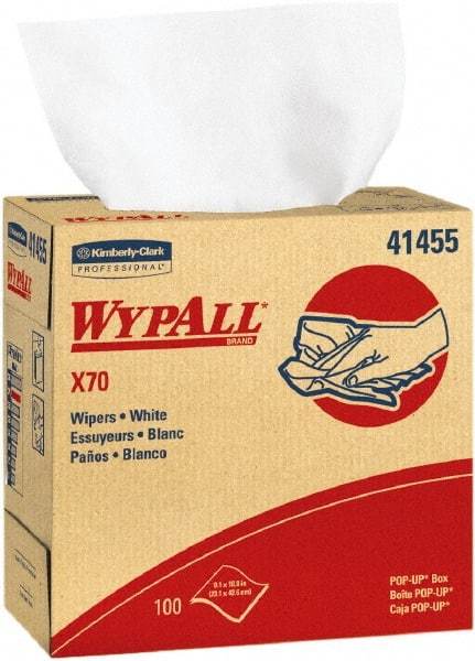 WypAll - X70 Dry Shop Towel/Industrial Wipes - Pop-Up, 16-3/4" x 9" Sheet Size, White - Americas Industrial Supply