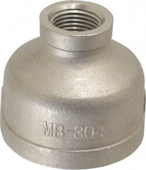 Merit Brass - 1-1/2 x 1/2" Grade 304 Stainless Steel Pipe Reducer Coupling - FNPT x FNPT End Connections, 150 psi - Americas Industrial Supply