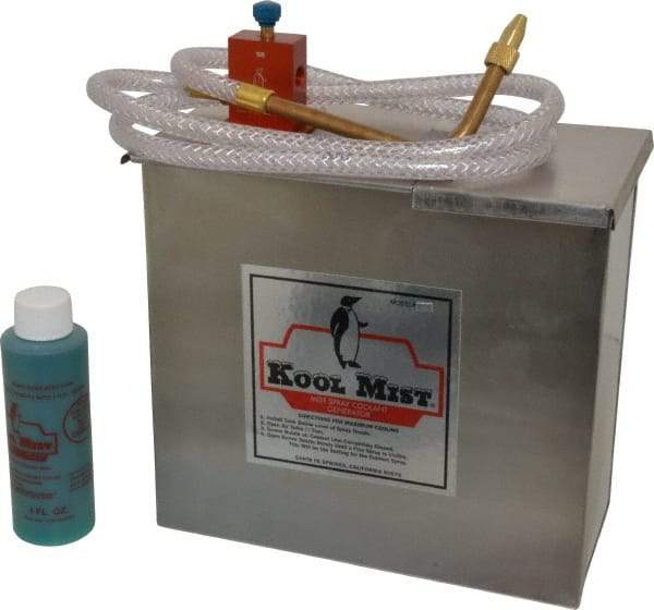 Kool Mist - 1 Outlet, 1 Gal Tank Capacity, Stainless Steel Tank Mist Coolant System - 4' Coolant Line Length, 6" Hose Length, 5/16" Nozzle Diam - Americas Industrial Supply