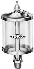 Trico - 1 Outlet, Glass Bowl, 1 Ounce Manual-Adjustable Oil Reservoir - 1/8 NPT Outlet, 1-5/8" Diam x 5-11/16" High - Americas Industrial Supply