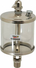 Trico - 1 Outlet, Glass Bowl, 10 Ounce Manual-Adjustable Oil Reservoir - 3/8 NPT Outlet, 3-1/8" Diam x 6-13/16" High - Americas Industrial Supply