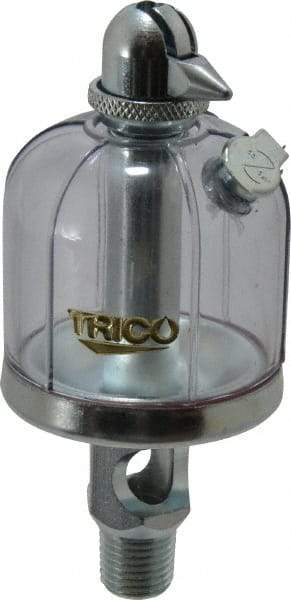 Trico - 1 Outlet, Acrylic Bowl, 2 Ounce Manual-Adjustable Oil Reservoir - 1/4 NPT Outlet, 1-15/16" Diam x 4-1/2" High - Americas Industrial Supply