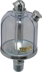Trico - 1 Outlet, Acrylic Bowl, 4 Ounce Manual-Adjustable Oil Reservoir - 3/8 NPT Outlet, 2-5/16" Diam x 5-5/16" High - Americas Industrial Supply