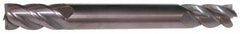 Accupro - 7/16", 7/8" LOC, 1/2" Shank Diam, 4" OAL, 4 Flute, Solid Carbide Square End Mill - Double End, AlTiN Finish, Spiral Flute, 40° Helix, Centercutting, Right Hand Cut, Right Hand Flute - Americas Industrial Supply