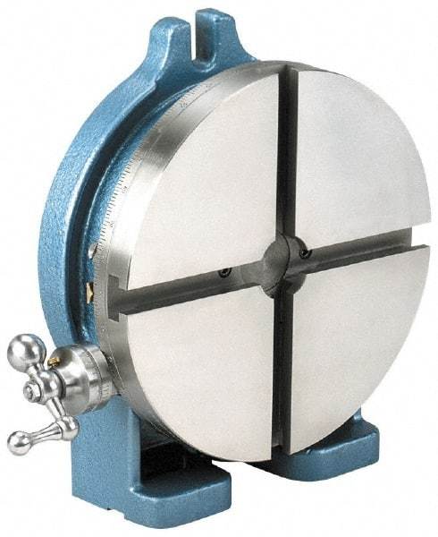 Palmgren - 10" Table Diam, Horizontal & Vertical Rotary Machining Table - 3-1/2" Centerline Height, 1-5/8" Bore Diam, 5/8" T-Slot Width - Americas Industrial Supply