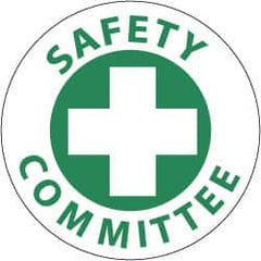 NMC - Safety Committee, Hard Hat Label - Green on White, 2" Thick, For Accident Prevention - Americas Industrial Supply